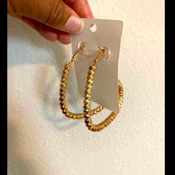 Jumbo Boho Open Heart Shape Jewels Gold Hoop Oversized Drop Dangle Earrings 4X5 - Picture 2 of 5